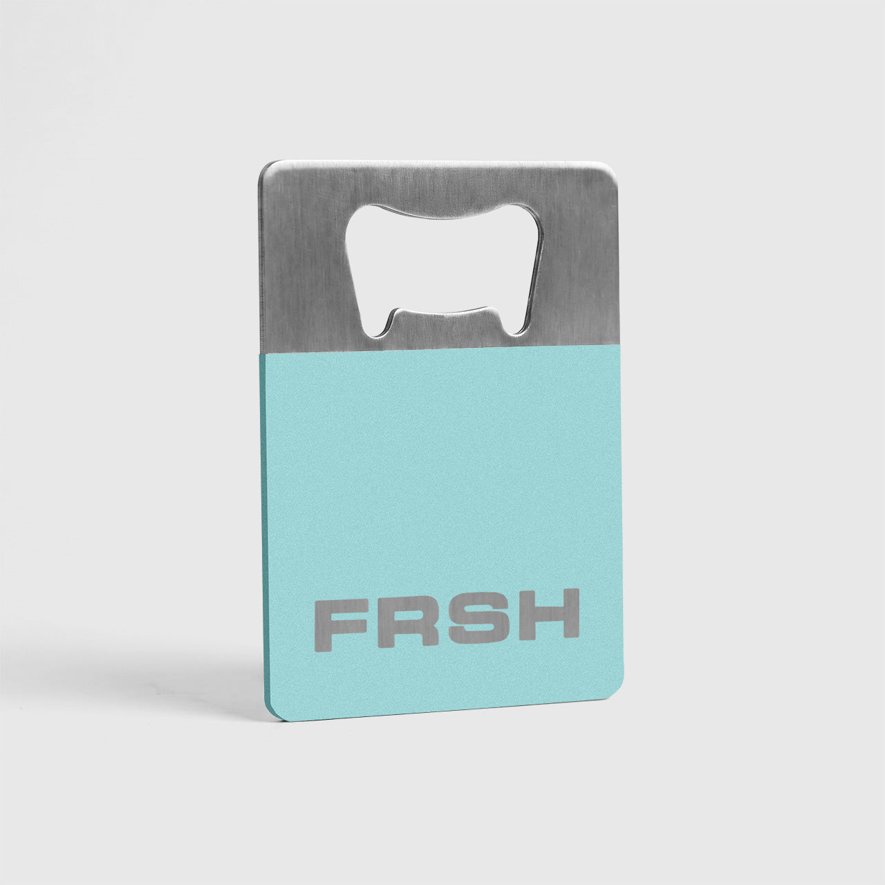 Mint green FRSH bottle opener, a sleek accessory for opening bottles with ease and style.