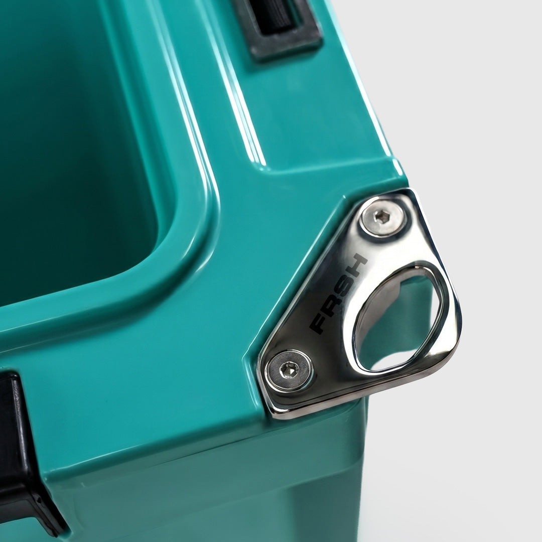 FRSH 17L hard cooler with sea moss design, sturdy plastic body, and secure lid for outdoor cooling and storage.