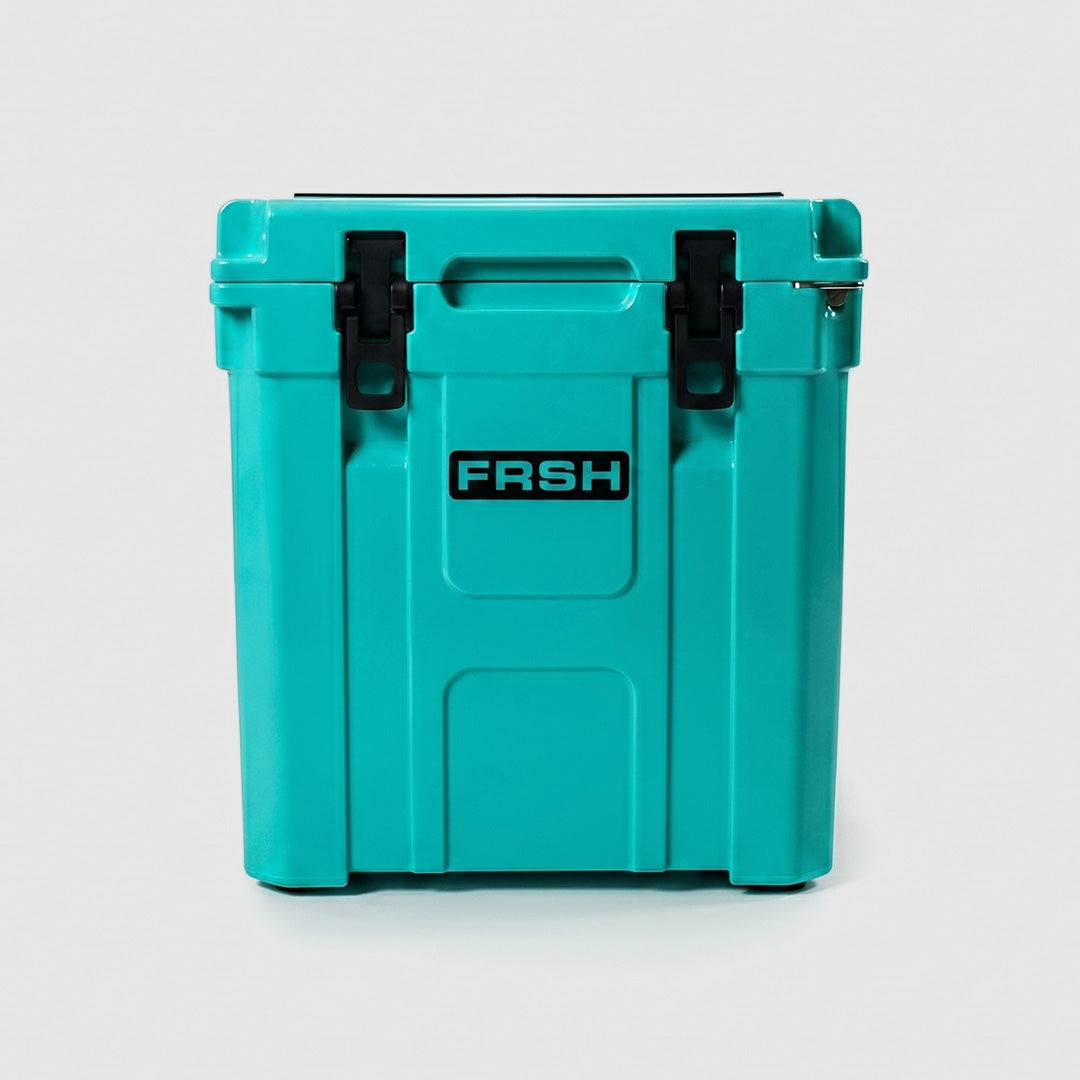 FRSH 33L hard cooler with sea moss design, sturdy insulated container for keeping food and drinks cold.