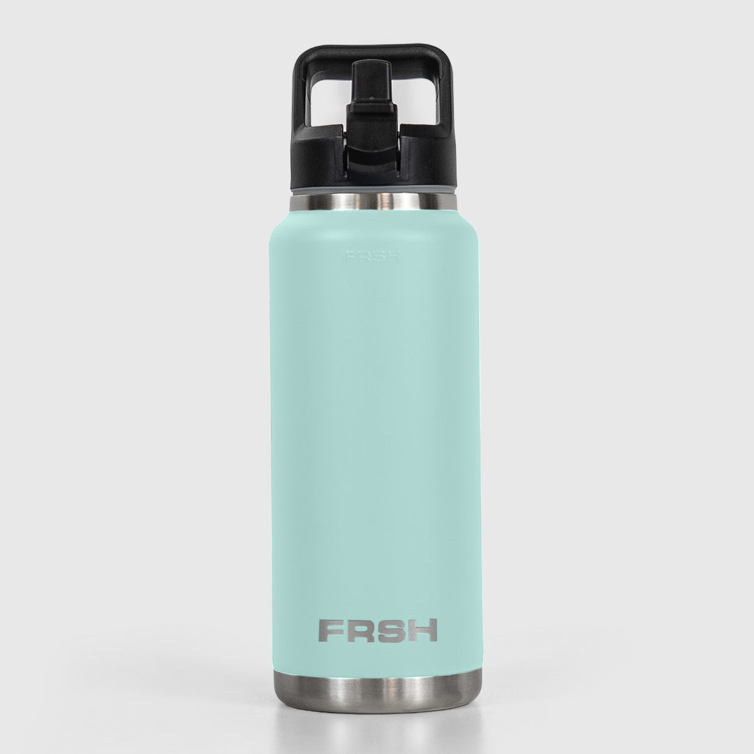 FRSH 1000ml teal bottle with sip lid, featuring a sleek design and secure drinking spout for on-the-go hydration.