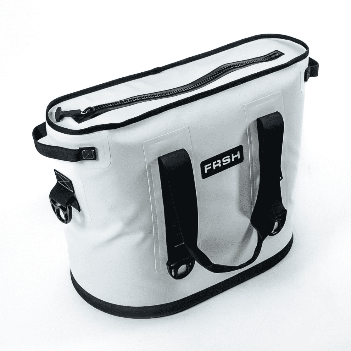 FRSH 30L soft cooler with front zip pocket and carrying handle, shown from a front 45-degree angle, ideal for outdoor use