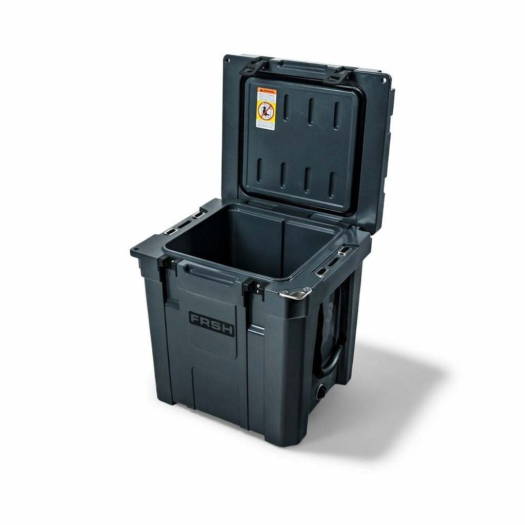 FRSH 33L hard cooler with sturdy handle and secure latch, designed for outdoor insulation and portable chilling.