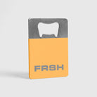 FRSH bottle opener in citrus orange color, a sleek kitchen accessory for opening bottles easily and stylishly