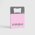 FRSH cotton candy-colored bottle opener, a sleek accessory for opening bottles with ease and style.