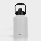 White 3.8L FRSH bottle with chug lid, large water bottle for hydration, featuring a durable design and wide mouth opening.